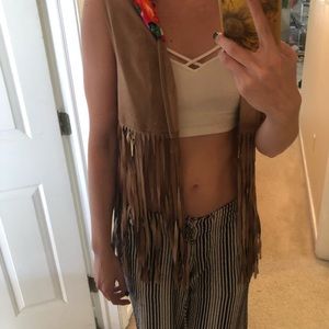 Detachable Hood Fringe Vest